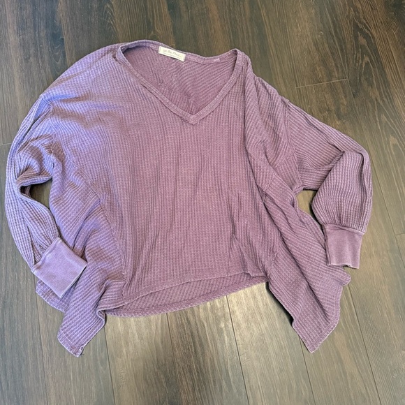 Free People We The Free Coraline Thermal‎ Waffle Knit Top Chocolate - Picture 4 of 7